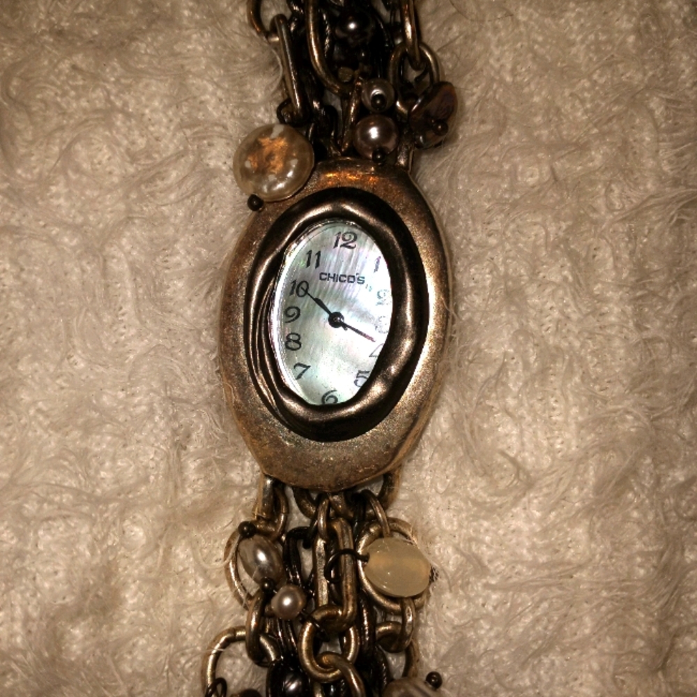 Chico's chain beads bracelet watch